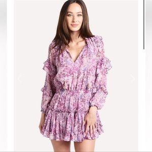 Misa Los Angles Rizou Purple Floral Dress
